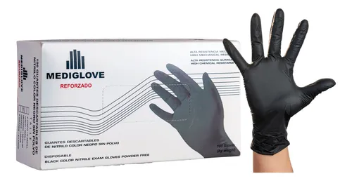 GUANTES DE NITRILO NEGRO REFORZADO X100UN